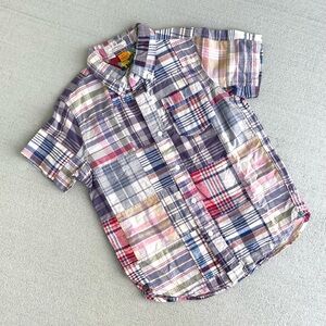 TAILOR VINTAGE Madras Button-Down Short-Sleeve Shirt Youth Size 6/7